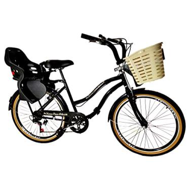 Imagem de Bicicleta Aro 26 urbana Com Cadeirinha cesta grande Preto