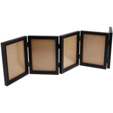 Imagem de Porta-retrato articulado para 5 fotos, 16, 18 cm, moldura dobrável de 180 cm, moldura de colagem articulada com vidro para várias fotos, moldura preta para exibição de mesa de casa e presentes (10 x