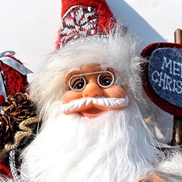 Imagem de ZJchao Decoração de Natal Enfeite de Fantoche de Papai Boneca de Papai Sentada Festiva Com Roupa de Tecido Vermelho para Decoração de Casa Festa de Natal Celebração de Inverno Tamanho (#1)