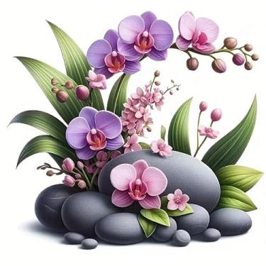 Imagem de Adesivos de vinil de PVC com pedras de orquídea, adesivos autoadesivos à prova d'água para carros, laptops, caminhões, motocicletas, parede, janela, bagagem, capa de arranhão, decoração de porta