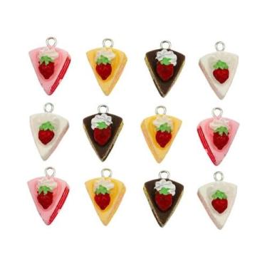 Imagem de 10 pçs/lote bolo misto morango encantos pingentes diy decoração chavei