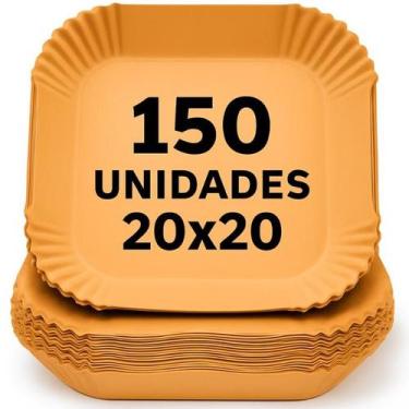 Imagem de Kit 150 Formas Quadrada De Airfryer Descartável Antiaderente De Papel 