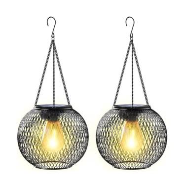 Imagem de Lanterna de Jardim Retro Metal Luz Solar IP65 com Detecção Painel Silício Monocristalino Automático Inteligente Economia Energia Instalação Imediata Multipropósito para Pérgulas Patios Halloween