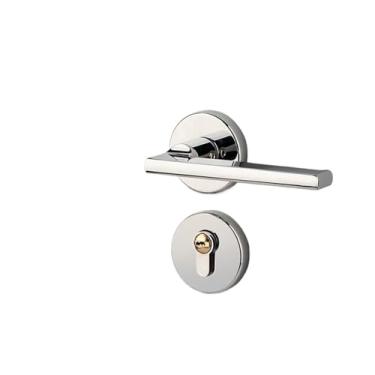 Imagem de Fechadura de madeira cromada brilhante tipo B prata brilhante liga de zinco fechadura de porta magnética interna silenciosa maçaneta da porta do quarto fechadura dividida para porta de casa (modelo