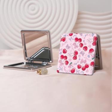 Imagem de Y2K Espelho de maquiagem portátil estilo milenar, mini espelho de maquiagem portátil dobrável, espelho de contorno quadrado compacto de dupla face, adequado para todos em várias ocasiões