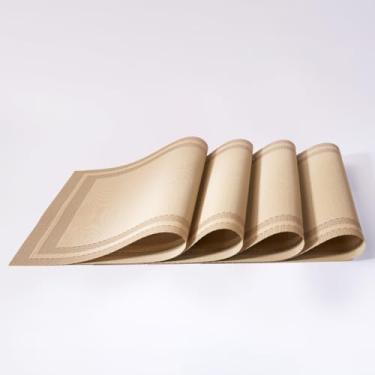 Imagem de KIT 6 Jogo Americano Sousplat Mesa Dourado Trançado Resistente a Manchas e Calor (Dourado-4un)