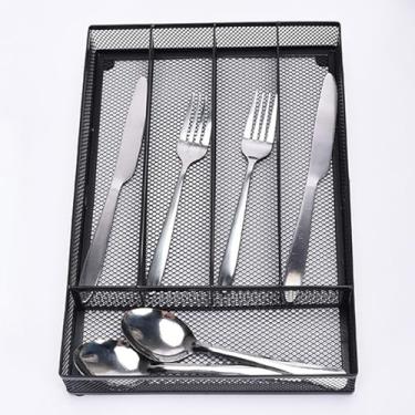 Imagem de Yosoo Health Gear Organizador de Gaveta de Cozinha, Aço Carbono, Malha Antiderrapante, Bandeja de Talheres, Talheres, Divisor de Armazenamento, Com Pés de Espuma Antiderrapantes, para Colheres,