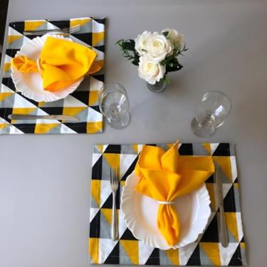 Imagem de Jogo Americano 6 Peças Mesa Posta Café da Manhã Jantar Guardanapo Porta-Guardanapo Elegante (JA011)