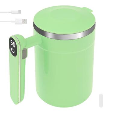 Imagem de ZJRDYYK Copo de mistura elétrica recarregável com magnético, caneca de café com agitação magnética automática de 400 ml, copo elétrico de mistura automática com agitador magnético para café, leite