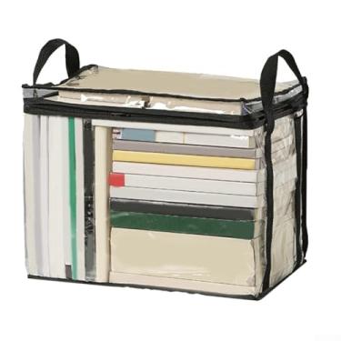 Imagem de Caixa de armazenamento de livros preta transparente à prova d'água para salas de aula e uso doméstico, tamanho grande.