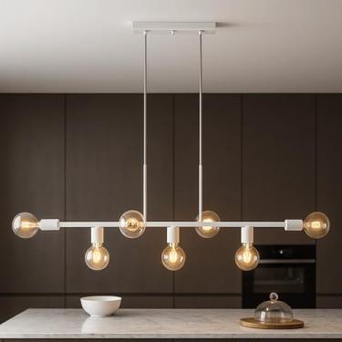 Imagem de Luminária de Teto Pendente Ciciliano 7 Lâmpadas para sala salão cozinha e comercio (Estilo Jabuticaba) (Branco)