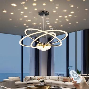 Imagem de Lustre de LED em formato de estrela, com intensidade regulável, ideal para quarto infantil, sala de jantar e decoração criativa para meninos e meninas (40+60+80cm)