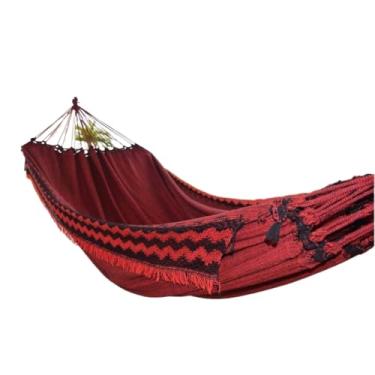 Imagem de Rede De Dormir Descanso Jeans Gigante Resistente Algodao Delux(VERMELHA)