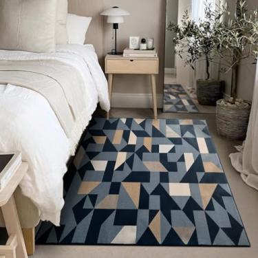 Imagem de 1 Tapete Quarto Beira Cama Antiderrapant 150X200 Js Do Zi Vr (M20 Azul - Geométrico Moderno)