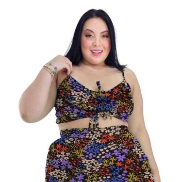 Imagem de Top Cropped de 3 laços alças finas com regulador e bojo forrado intern