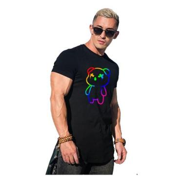 Imagem de Camisa Camiseta Masculina Longline Arredondada Urso Colorido - Dayos C
