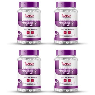Imagem de Kit 4 Magnésio Quelato Premium 60 Capsulas de 500mg Nataly-Unissex