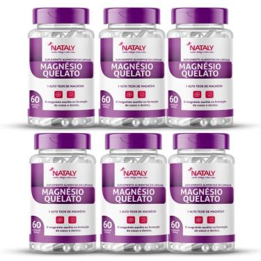 Imagem de Kit Com 6 Magnésio Quelato Premium 60 Capsulas 500mg Nataly-Unissex