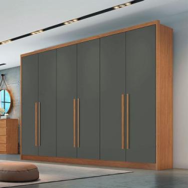 Imagem de Guarda Roupa Roma 6 Portas 6 Gavetas Clic Móveis, Cumaru/Grafite