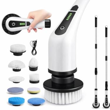 Imagem de Escova Elétrica 9 em 1 – Remove Sujeira Pesada em Cantos, Azulejos e Estofados com Bateria Recarregável – Incluso Escovinha de Limpeza de Trilho de Janela