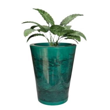 Imagem de Vaso Grande Liso Polietileno Marmorizado Plantas Luxo Jardim Varanda (Verde)