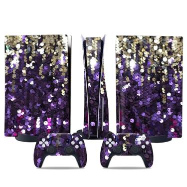Imagem de Película de decalque para disco Ps5, capa adesiva de vinil de corpo inteiro para console e controle PlayStation 5 (siliver Purple Glitter, PS5 disc Edition)