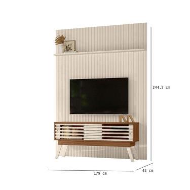 Imagem de Painel Piso Teto New Interlagos Com Rack Bancada Frizz 1.5 New Premium Naturale Off White - Madetec