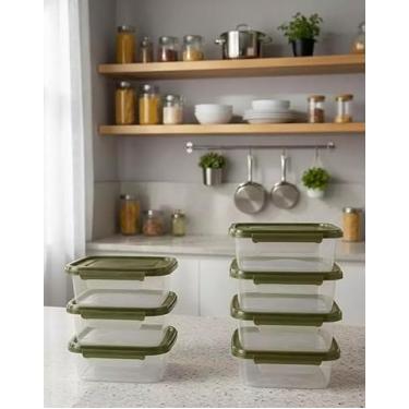 Imagem de Kit 10 Marmita Potes 900ml Travas Laterais Reutilizável - Livre de BPA Alimentos organiza congelador(verde)