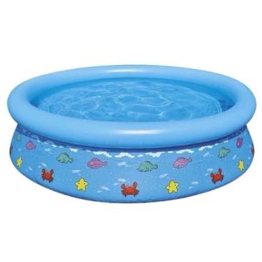 Imagem de Piscina Inflável Infantil 520 Litros, Azul, Estampa Fundo do Mar com Peixes e Caranguejos, Fácil de Montar