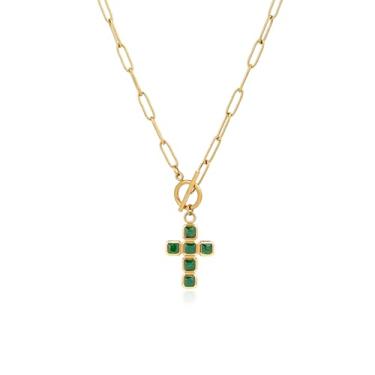 Imagem de TaYolnFaSo Colar com pingente de pérola com clipe de papel, banhado a ouro 18 k, pedra natural, pedra do mês de nascimento, clipe de papel, joias, presente de Dia dos Namorados para mulheres, Aço