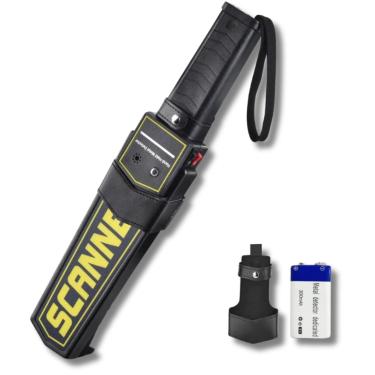 Imagem de Super scanner de detector de metal portátil, alimentado por bateria, barras de segurança de varinha de segurança, som ajustável portátil e alertas de vibração, detecta parafusos de armas