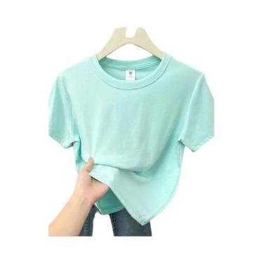 Imagem de Camiseta Casual De Verão plus Size Com Manga Curta Sexy Sólida Tendênc