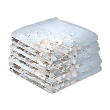 Imagem de Wassud Toalhas de cozinha toalhas de prato brancas de flor de cerejeira pacote com 6 panos de prato macios com laço para pendurar toalha de mão de secagem rápida super absorvente toalhas de chá de