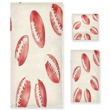 Imagem de xigua American Footballs Conjunto de toalhas de banheiro absorvente macio 3 peças toalha de banho toalha de mão toalhas decorativas para banheiro, academia, hotel, praia, piscina