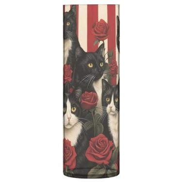 Imagem de Qilmy Vaso de gato fofo de Dia dos Namorados para flores, vaso de belas artes, decoração de casa para escritório, sala de jantar, sala de estar, casamento329