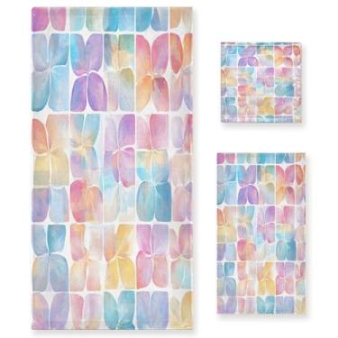 Imagem de xigua Conjunto de toalhas de banheiro de flores em aquarela absorvente macio 3 peças toalha de banho toalha de mão toalhas decorativas para banheiro, academia, hotel, praia, piscina