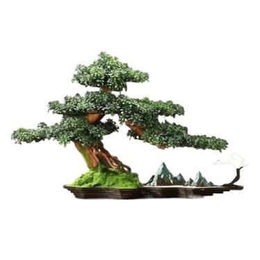 Imagem de Bonsai de árvore de simulação de plantas falsas para melhorar o Feng Shui, traz boa sorte, decorações de entrada, sala de estar, ornamentos decorativos