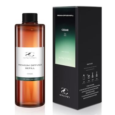 Imagem de SOXCOMFY Óleo difusor de óleos essenciais de luxo para refil de difusor e aromatizador de ar, fragrância natural de longa duração para casa e perfume de hotel para difusores - 250 ml, cedro