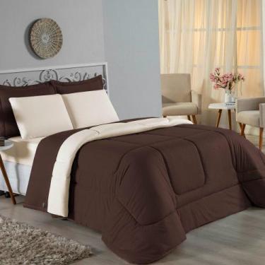 Imagem de Kit Edredom Dupla Face + Jogo de Lençol Casal Nobre 6 peças Malha 100%