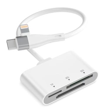 Imagem de Leitor de cartão XD, leitor de cartão SD Lightning/USB-C para iPhone, adaptador de cartão SD/TF/XD 3 em 1 para iPhone 17/16/15/14/Macbook/Android/PC, compatível com leitor de cartão de imagem Olympus