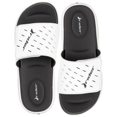 Imagem de Chinelo masculino slide r soft plus rider 12529, Branco, Preto, 40