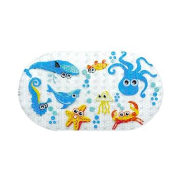 Imagem de Tapete De Banho Oval Antiderrapante Para Crianças Com Desenhos Animado