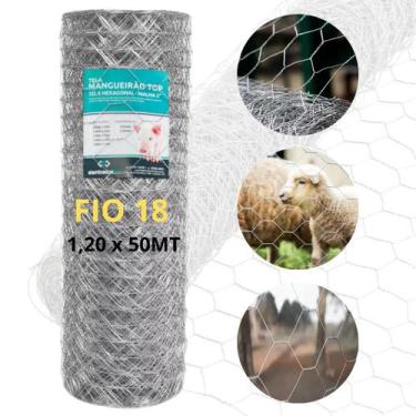 Imagem de Tela Mangueirão 1,20x50mt Fio 18 Porcos Granja Horta Carneiro Cinza - 