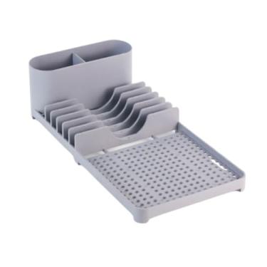 Imagem de Escorredor de Louça Multiuso com Porta Talheres Pratos e Copos Moderno com Dreno Organizador Mantenha A Cozinha Limpa E Higienizada Economize Espaço(Cinza)