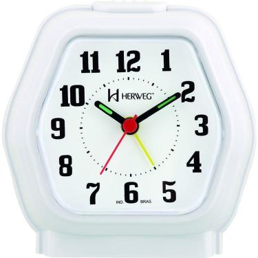 Imagem de Relógio Despertador Quartz Cabeceira Alarme Luz Branco - Branco