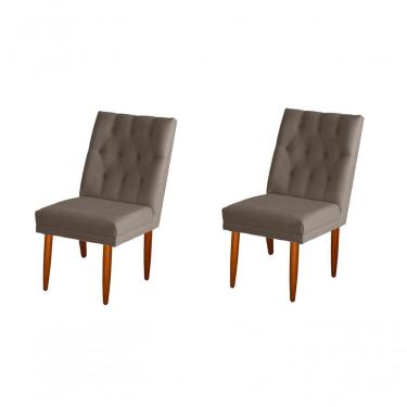 Imagem de Jogo 02 Cadeiras De Jantar Estofada Cozinha Paris Suede Capuccino Eli Móveis