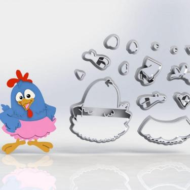 Imagem de Cortador Galinha Pintadinha Rosa Modular Tamanho 11cm