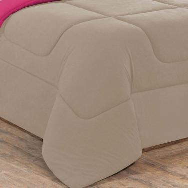 Imagem de Kit Edredom + Jogo De Lençol Malha 100% Algodão Gran Moratta 7 Peças Casal - Avelã/Pink