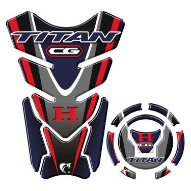 Imagem de Kit Adesivo Protetor De Tanque E Bocal Honda Cg Titan Vermelho Vermelho