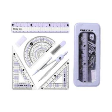 Imagem de Conjunto De Matemática Para Estudantes 7 Peças: Compasso, Régua, Trans